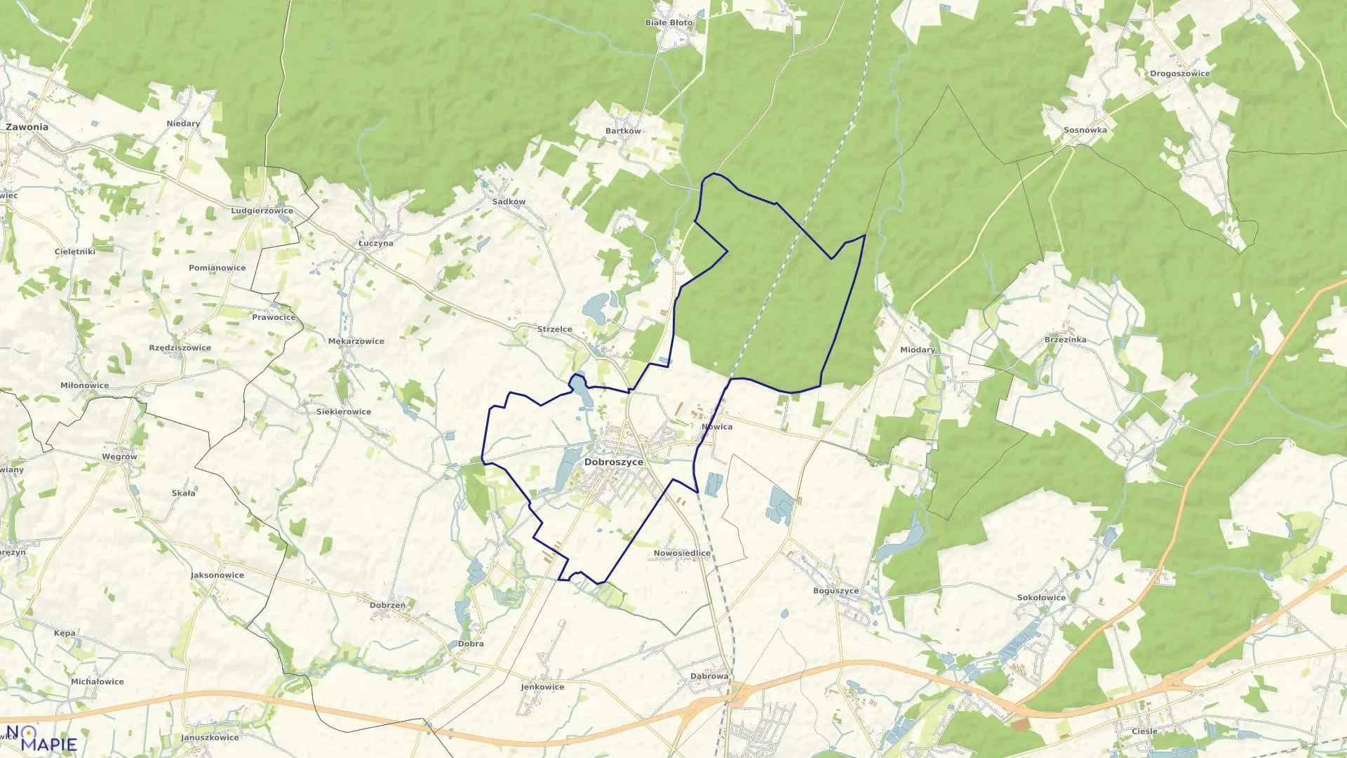 Mapa obrębu Dobroszyce w gminie Dobroszyce