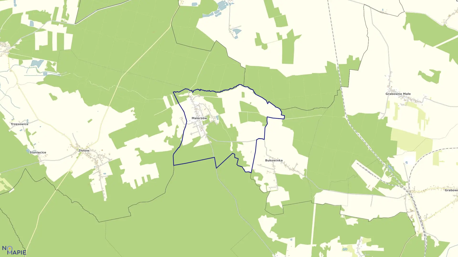 Mapa obrębu Malerzów w gminie Dobroszyce